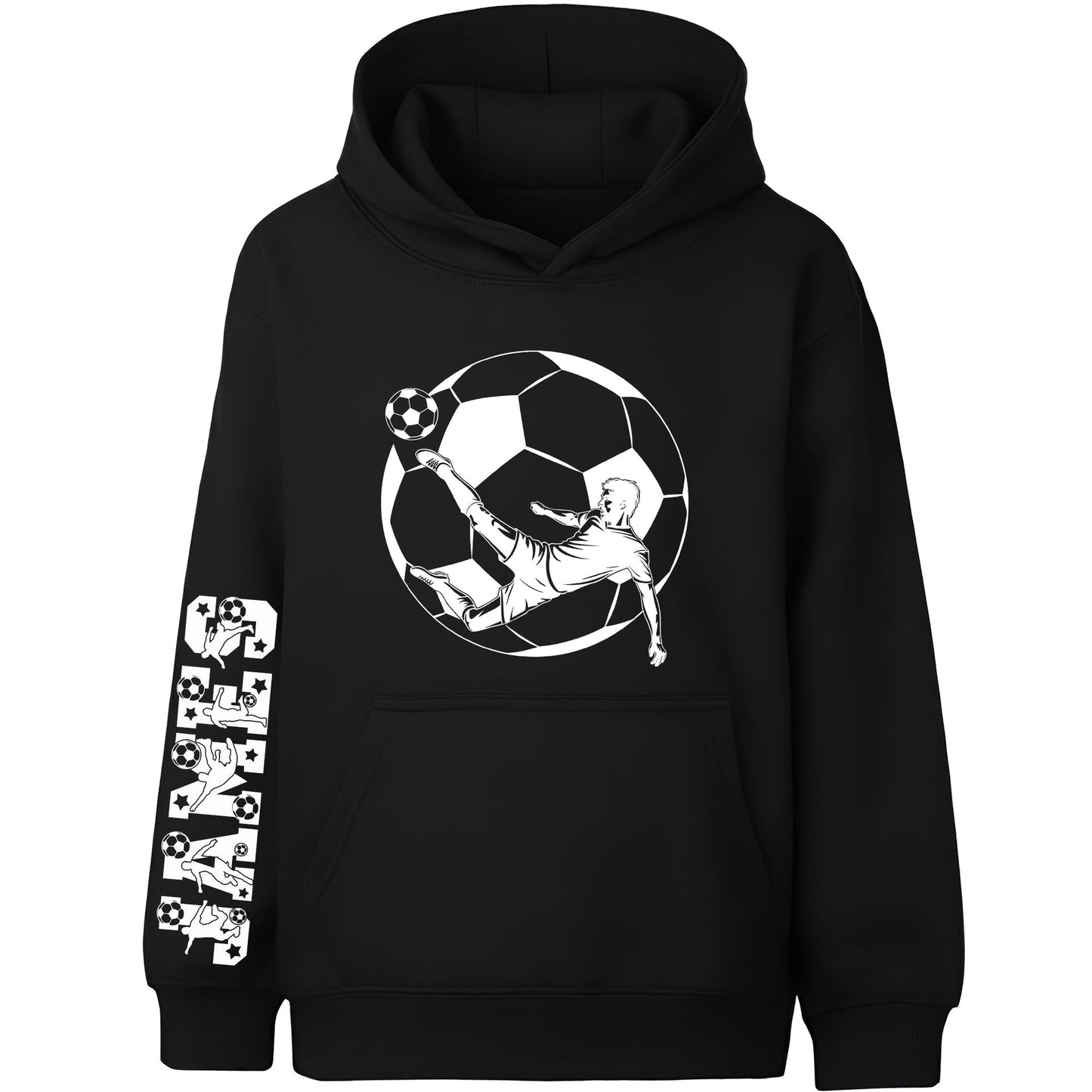 Sweat à capuche football – Fringoo football noir for Boys Cotton Rich Soft Hooded – football Sleeve noir