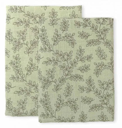 Pack de 2 Langes Coton Bio Feuilles Sauge A Little Lovely Company - OFCK.fr