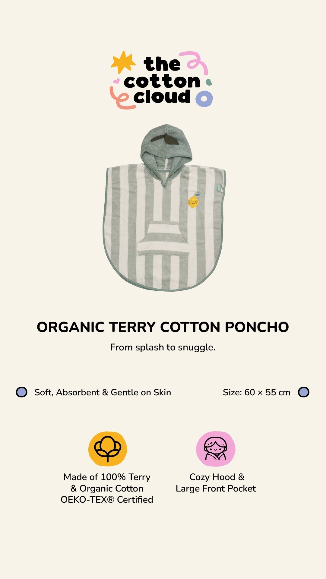 Poncho à capuche Lola Citron
