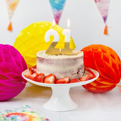White & Gold Birthday Number Candle - 1