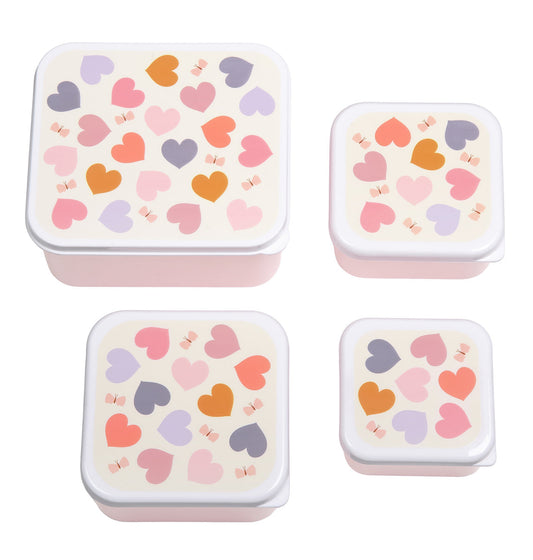 Lot de 4 boîtes repas et goûter - Cœurs – A Little Lovely Company