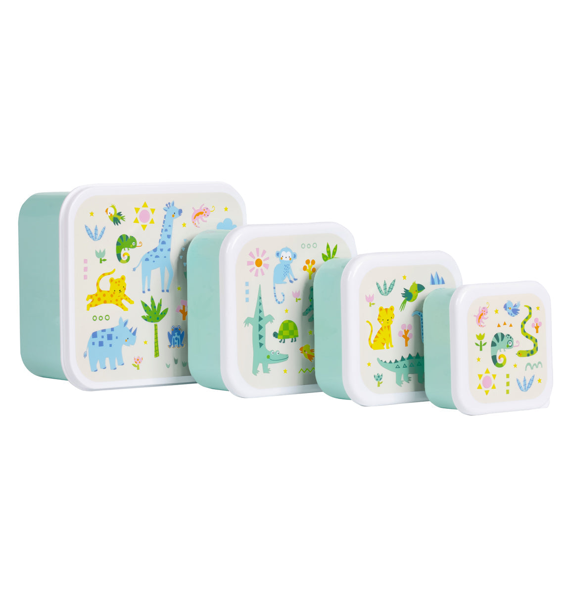 Lot de 4 boîtes repas et goûter - Jungle – vue 6 – A Little Lovely Company