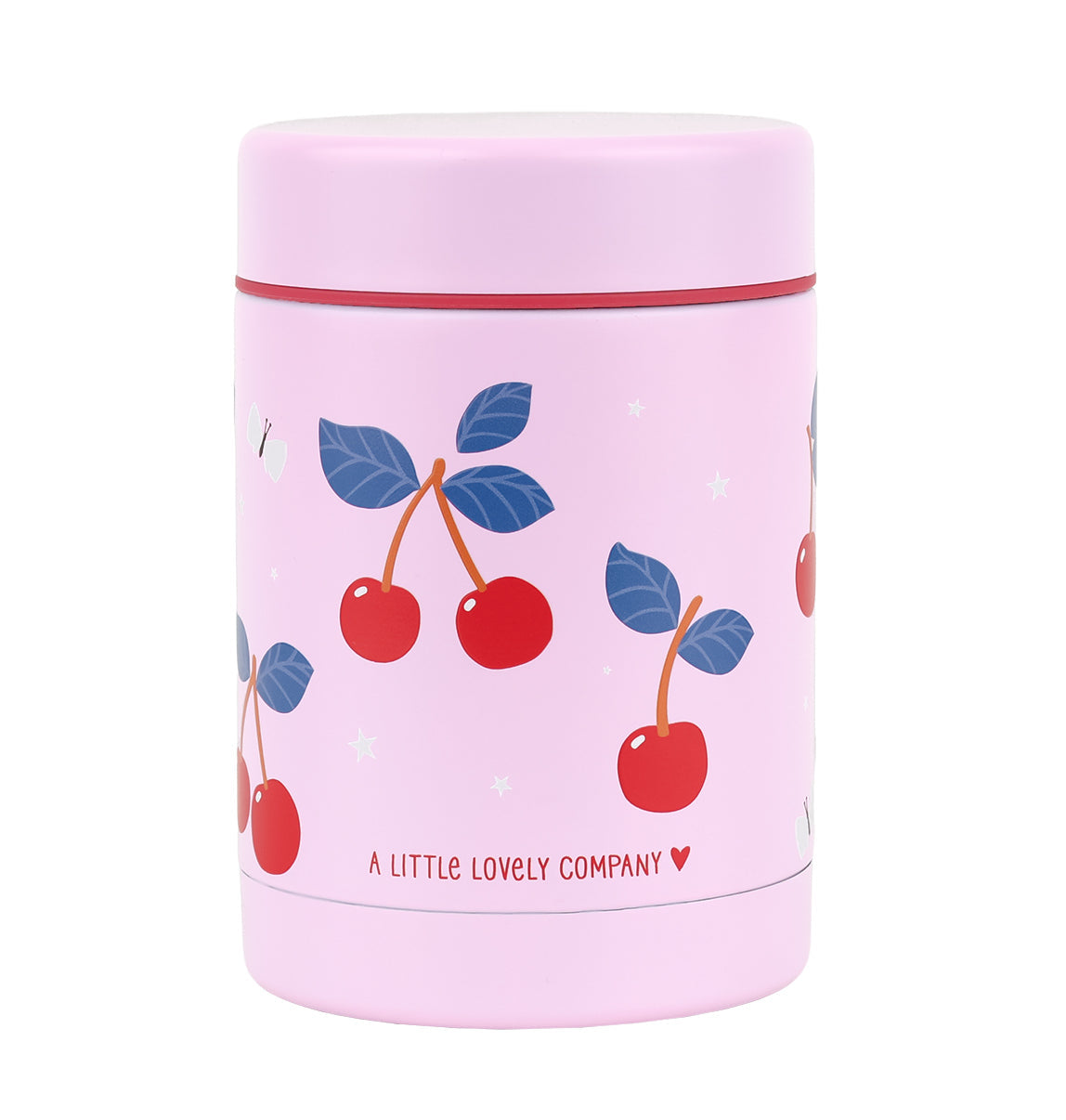 Pot alimentaire isotherme en inox - Cerises – vue 3 – A Little Lovely Company