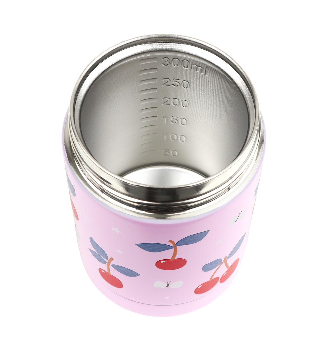 Pot alimentaire isotherme en inox - Cerises – vue 4 – A Little Lovely Company