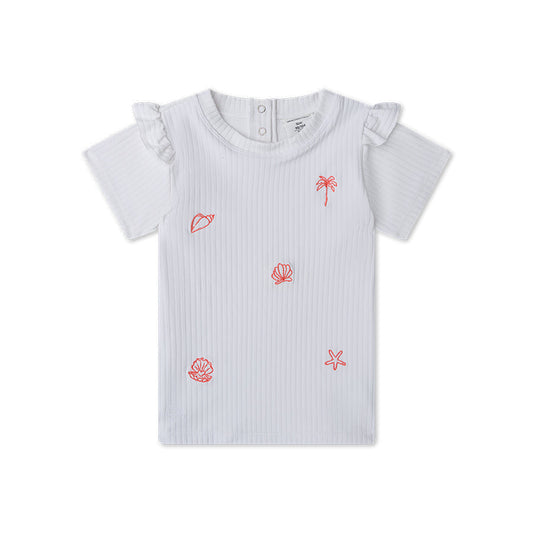 Bade-T-Shirt Kurzarm - Weiß - White Pearl