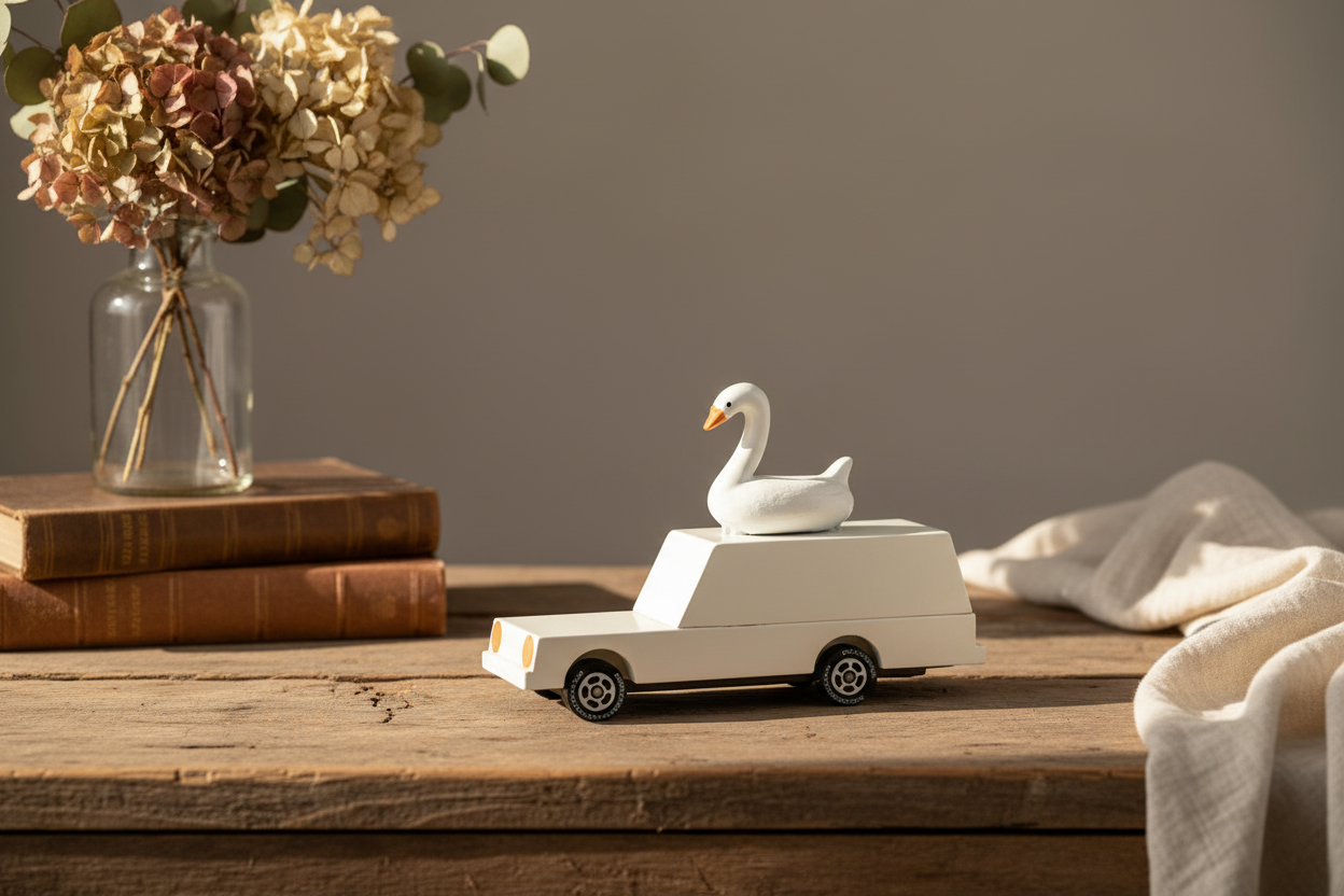 Candycar World Wooden Car - White Swan