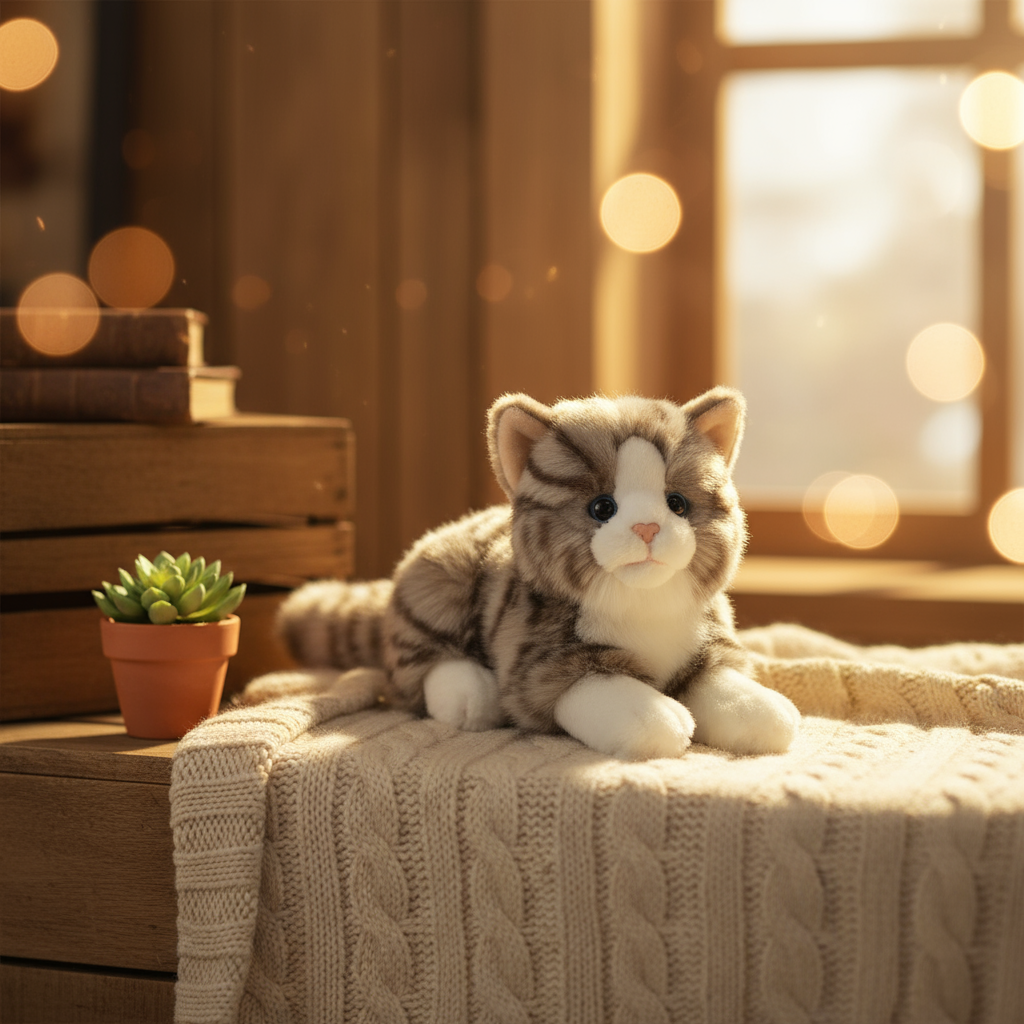 Grey Sleeping Cat Plush Toy