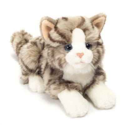 Peluche Chat Couché Gris – 20 cm - Teddy Hermann