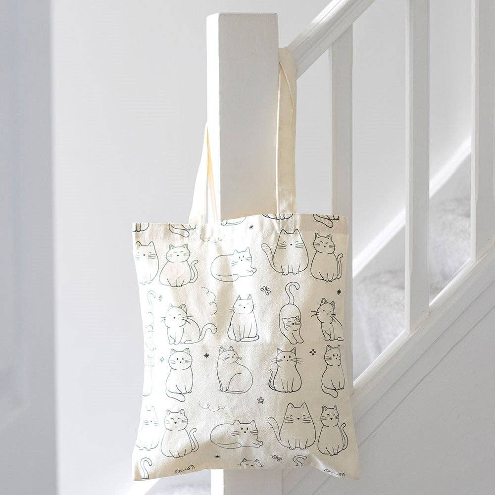 White Cats Printed Tote Bag