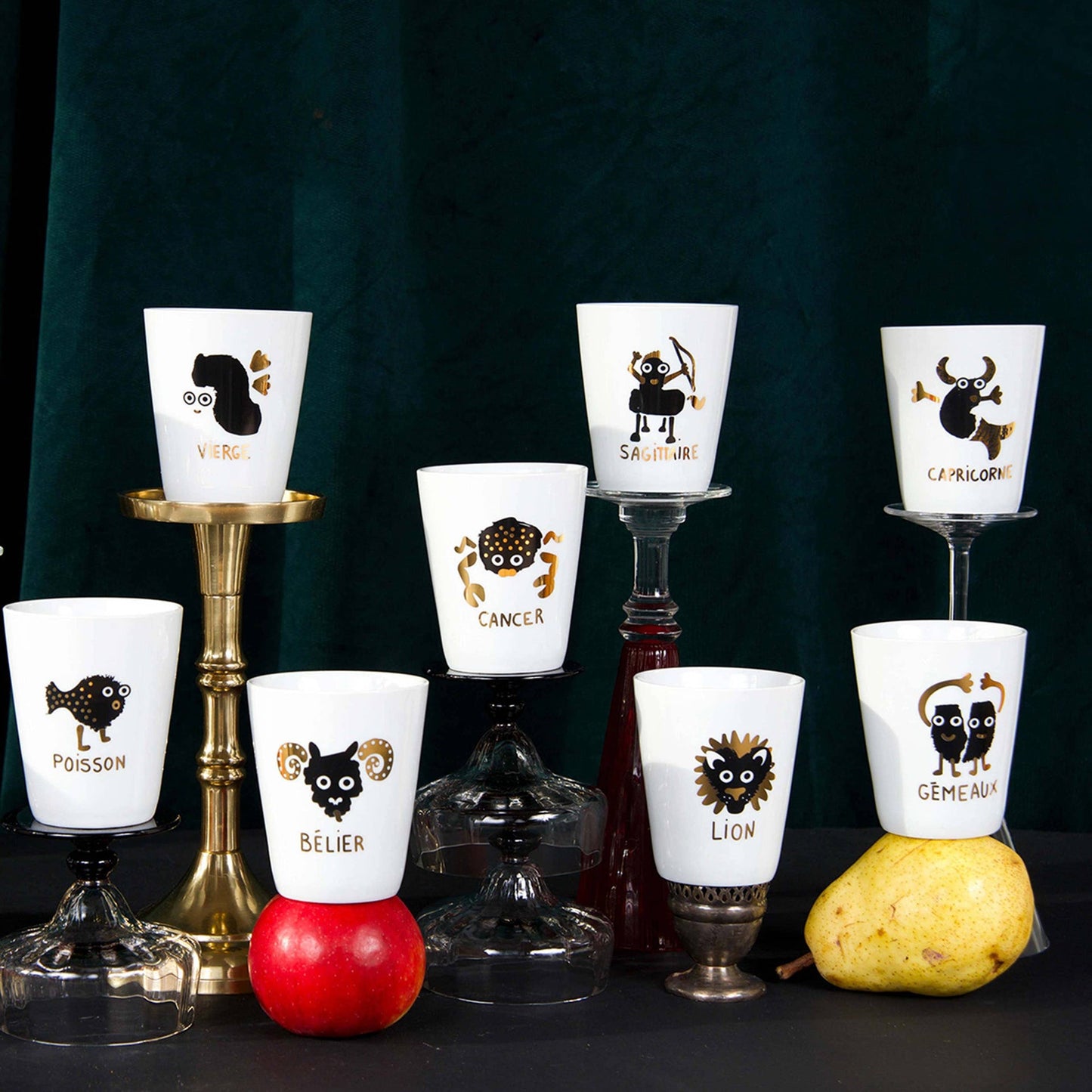 Porcelain mug with zodiac signs