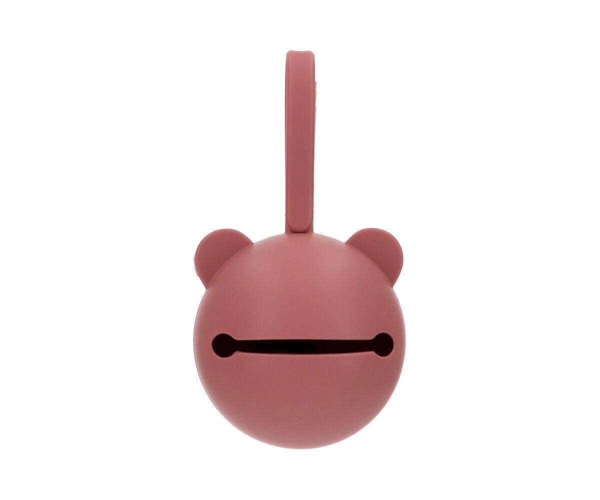 Silicone Pacifier Clip Dusty Pink Bear