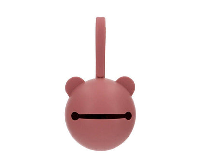 Silicone Pacifier Clip Dusty Pink Bear