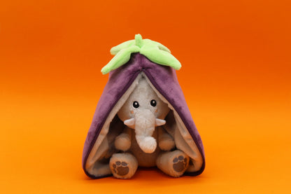 Peluche réversible Velvet l'éléphant/aubergine – Flipetz – vue 3