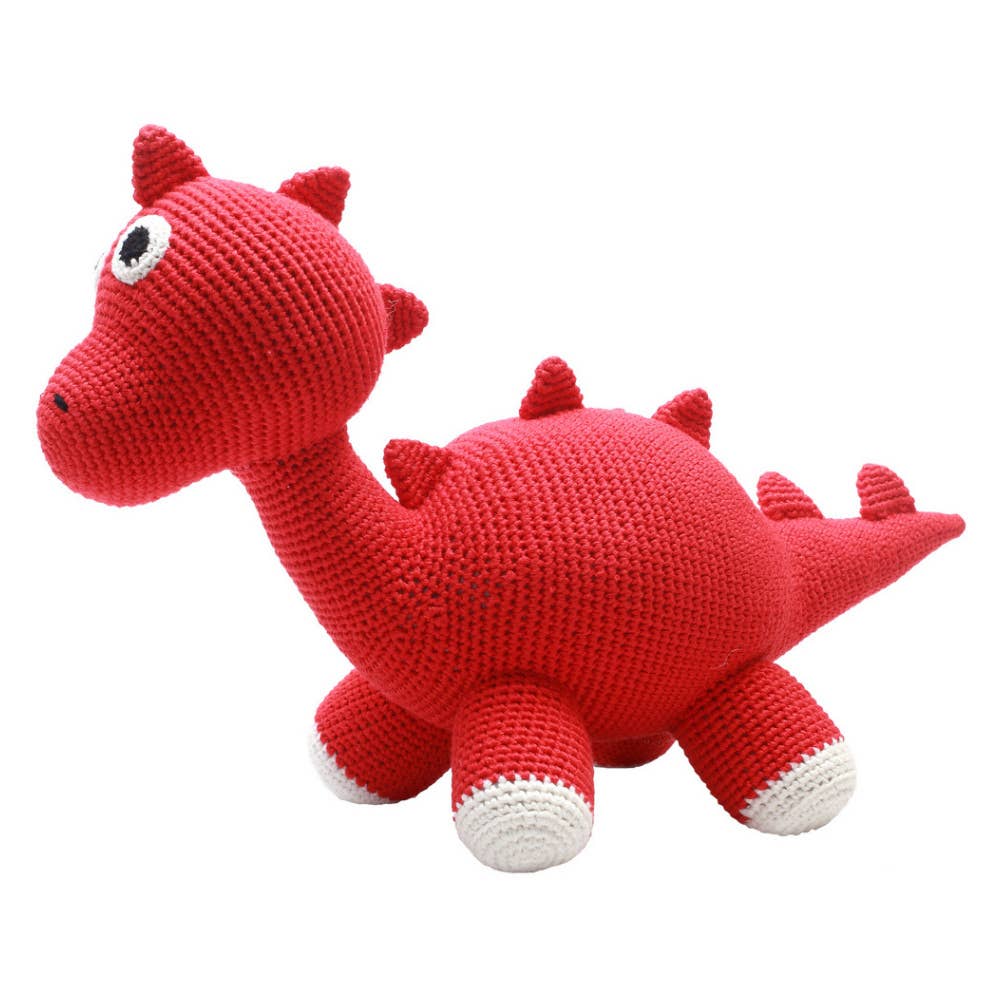 Gehäkeltes XXL-Dinosaurier-Kuscheltier – Rot
