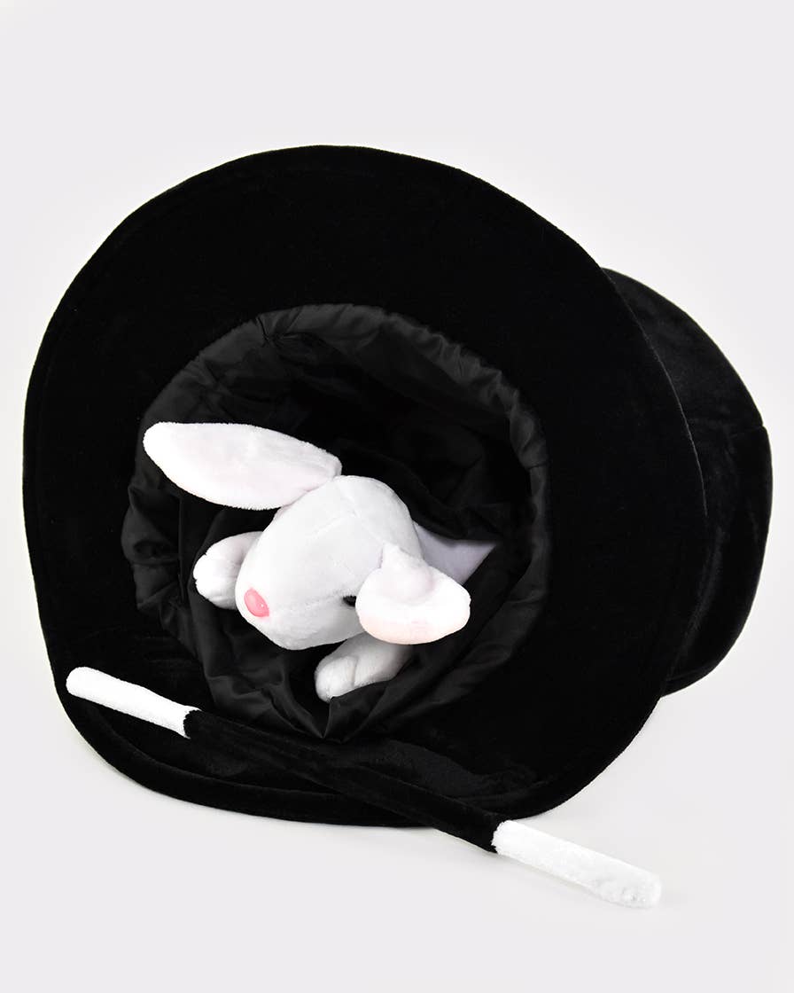 Magician's hat with rabbit and wand, adjustable size