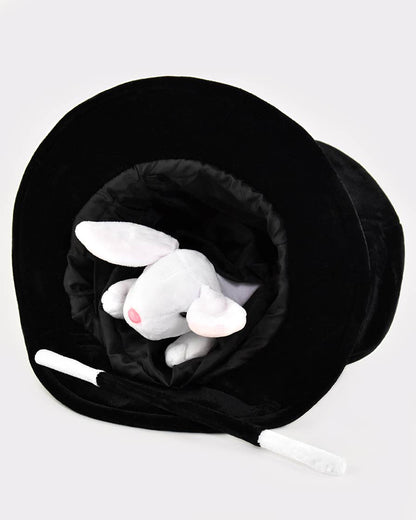 Magician's hat with rabbit and wand, adjustable size
