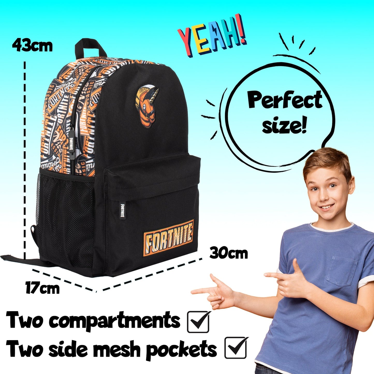 Sac à dos – Fortnite Orange for Boys | Fringoo