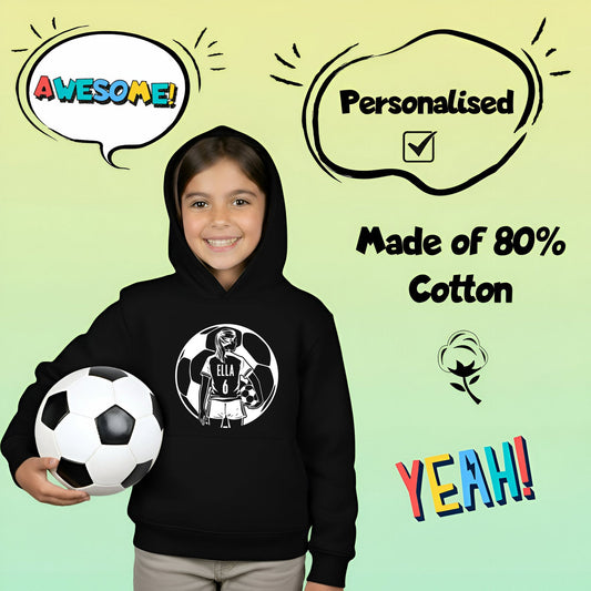 Football Hoodie – Fringoo Football Black for Girls Cotton Rich Soft Hooded – Football Ball Girls Black