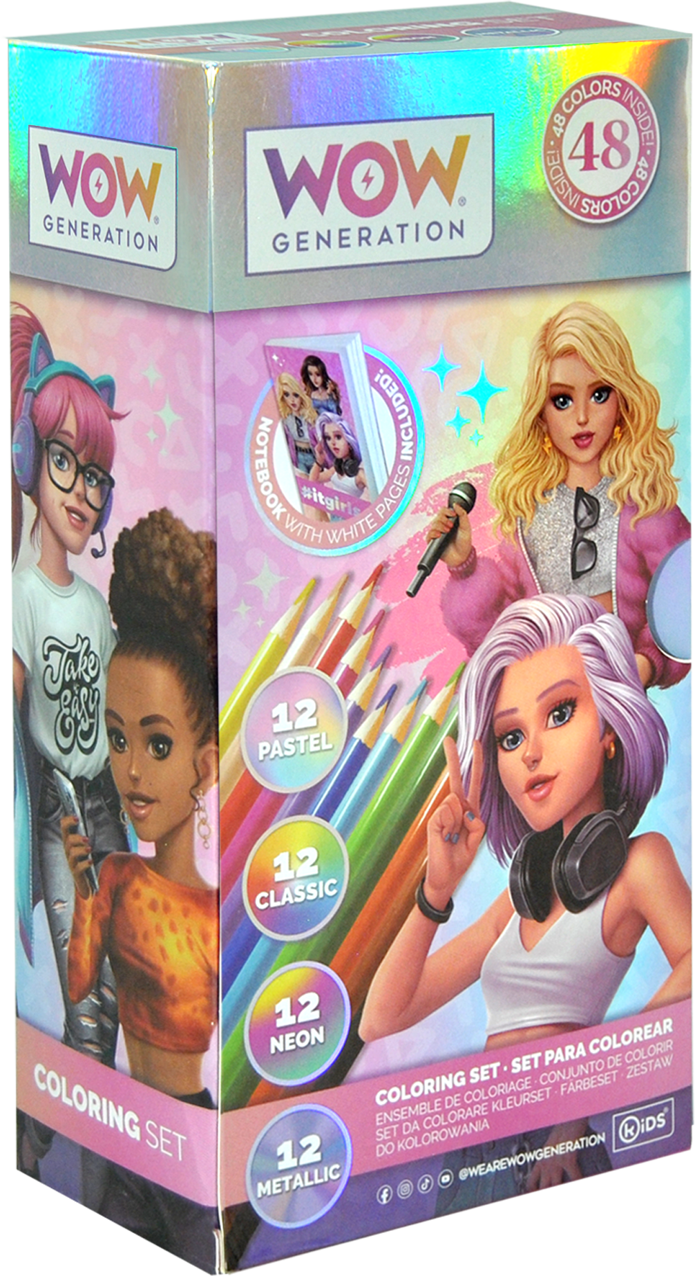 Set mit 48 Buntstiften und Notizbuch