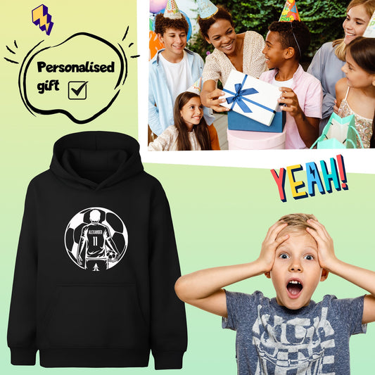 Football Hoodie – Fringoo Black Football for Boys Cotton Rich Soft Hooded – Black Football