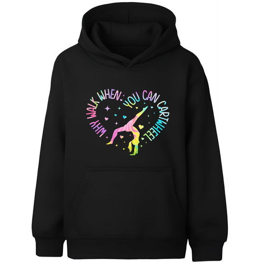 Kapuzenpullover Gymnastik – Fringoo Gymnastic aus Baumwollmischgewebe weich mit Kapuze – Gymnastic Radschlagen – schwarz