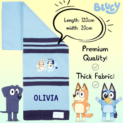 Écharpe – Bluey Children's Scarf Winter Woolly Scarf Soft et Warm Embroidered Name