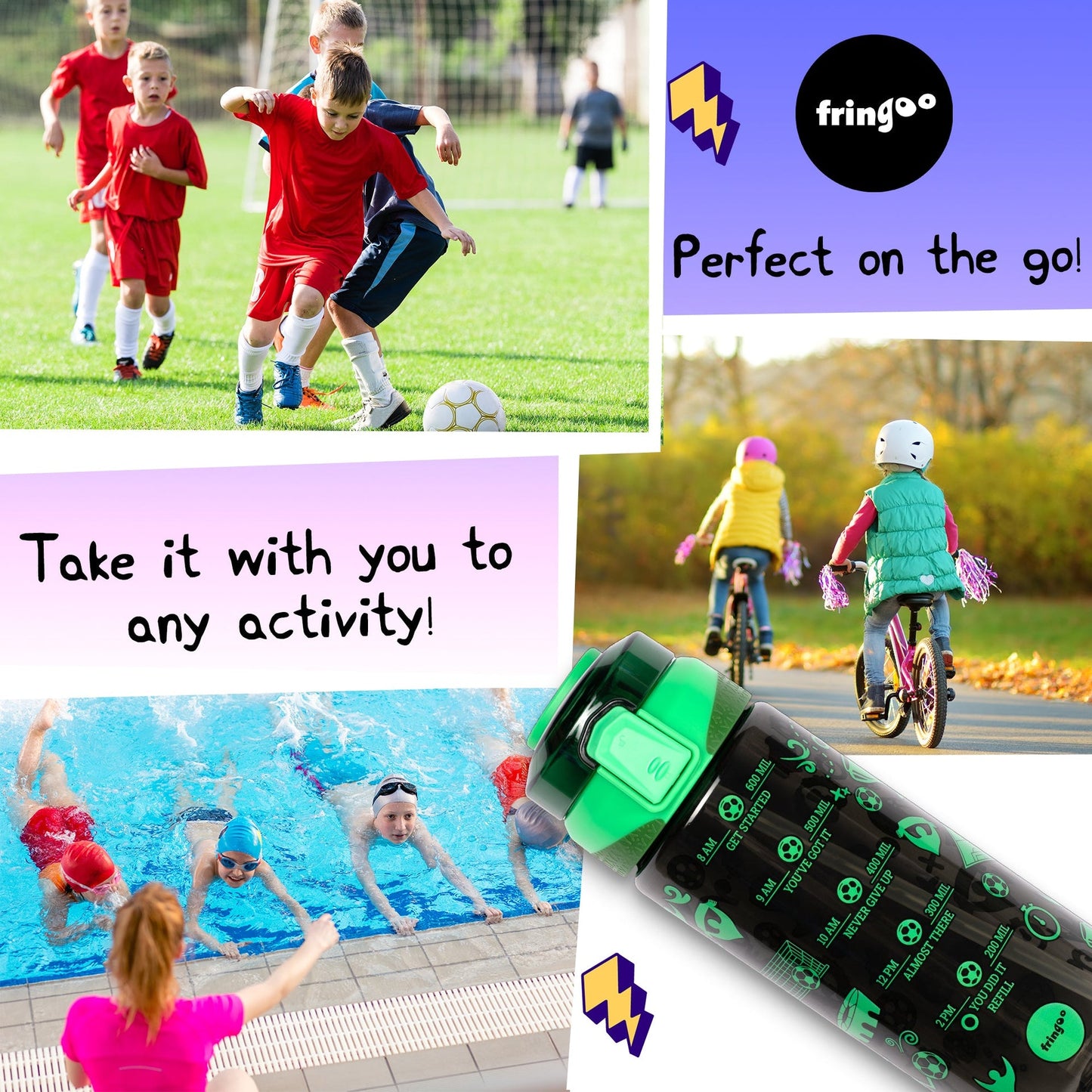 Straw Bottle – Neon football