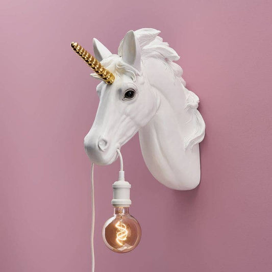 Unicorn Wall Sconce Hugh White-Gold