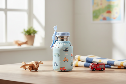 City Cars 350-ml-Edelstahlflasche mit Schutzhülle