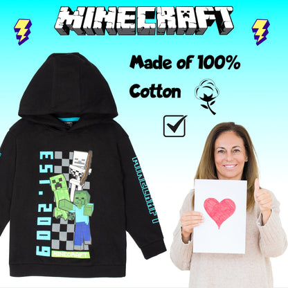 Minecraft Boys sweat à capuche with Kangaroo Pocket 100% Cotton