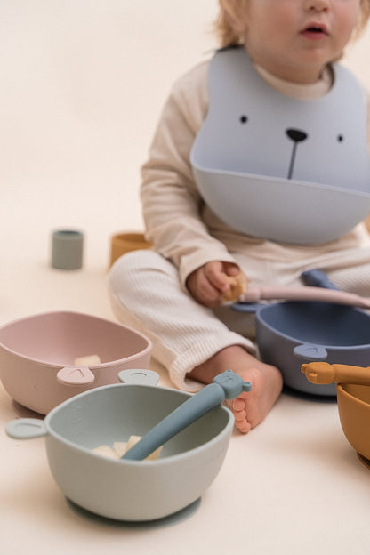 Bol à manger Lili l'Ours Silicone Prune