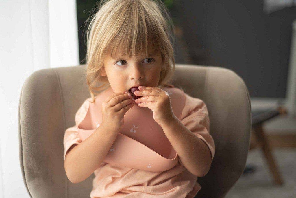 Bavoir en silicone Shayan Cerises - Pêche