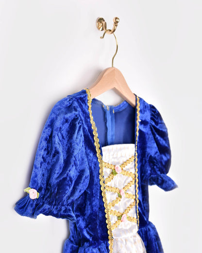 Blue velvet princess dress for 2-4 years (size 98-104)