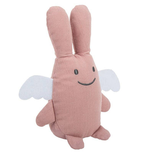 Engel Hase Kuscheltuch mit Rassel - Bio-Baumwolle Rosa