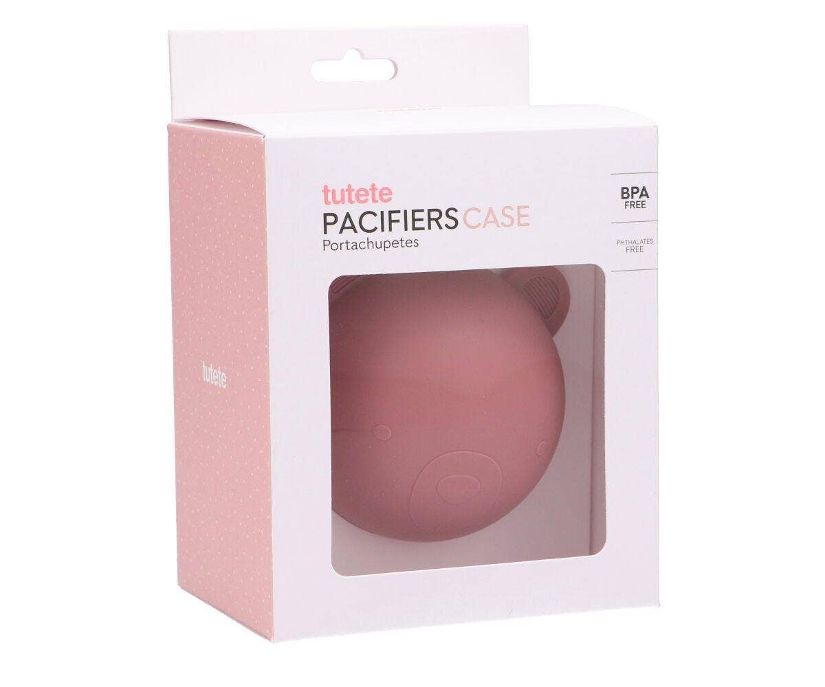 Silicone Pacifier Clip Dusty Pink Bear