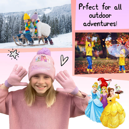 Ensemble bonnet et gants – Disney Princesses Winter Set for Girls
