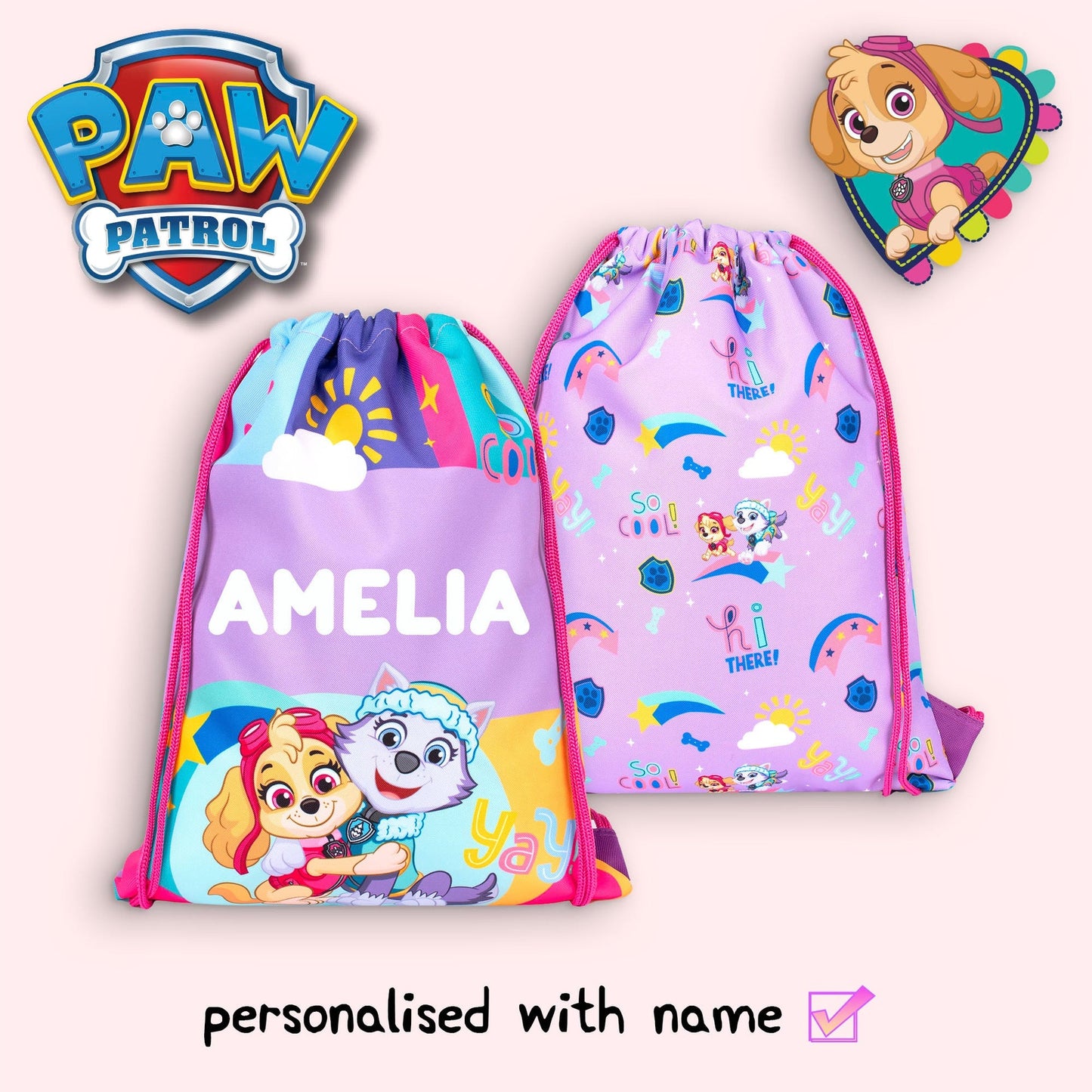 Official Pat’ Patrouille / Nickelodeon Skye (Pat’ Patrouille) Sac à cordon | enfant PE Sac