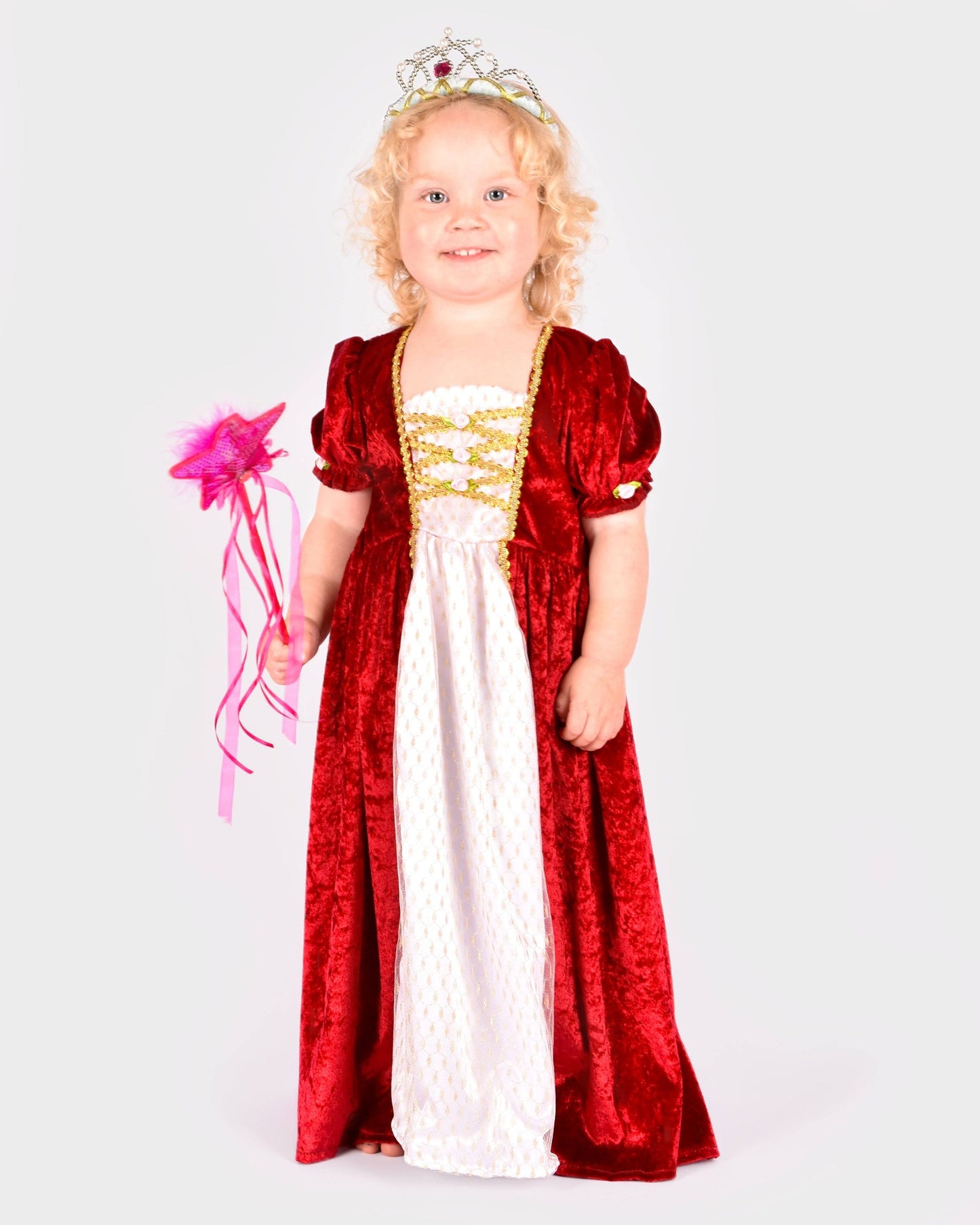 Princess dress in red velvet, size 110-116 cm (4-6 years)