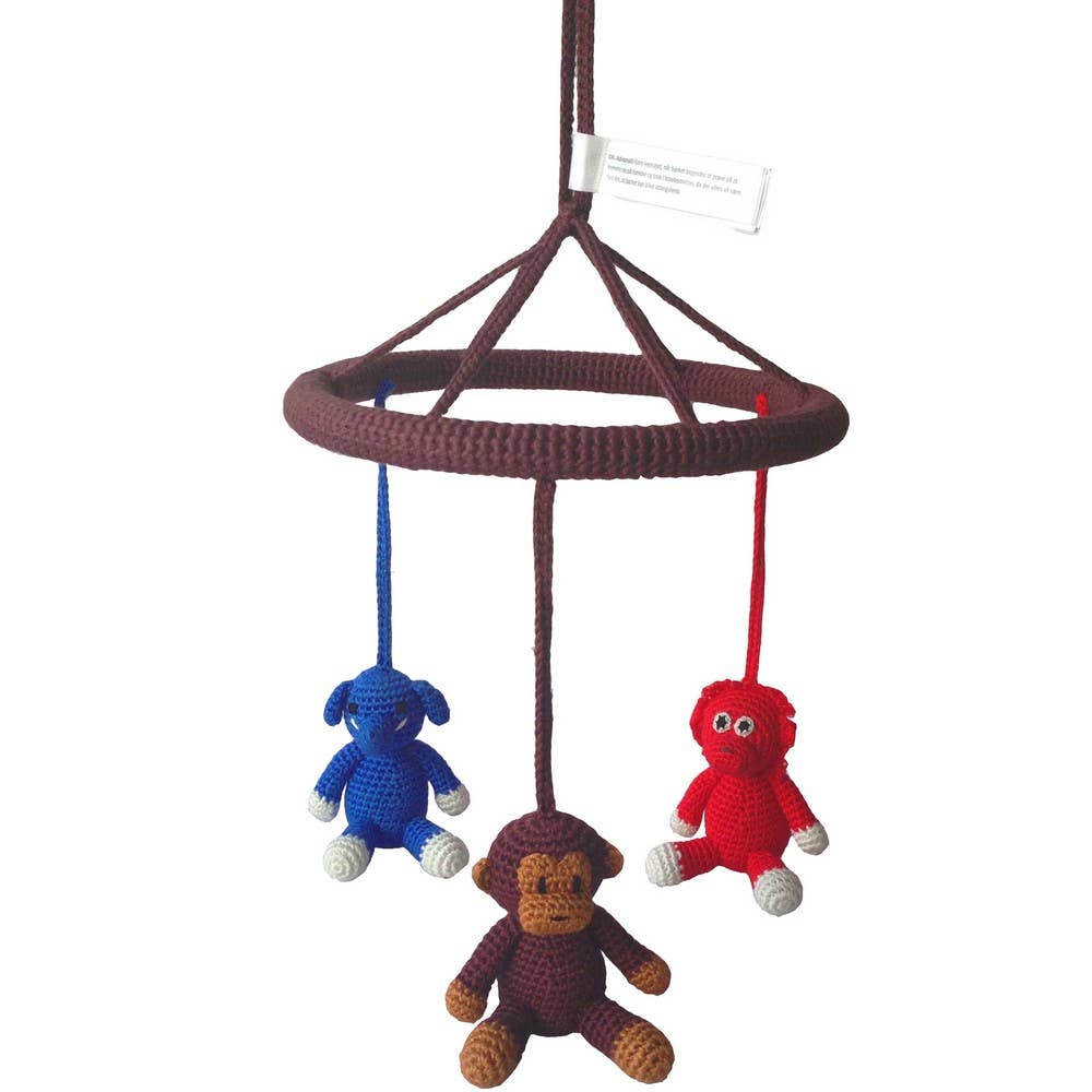 Mobile avec éléphant, singe et orang-outan