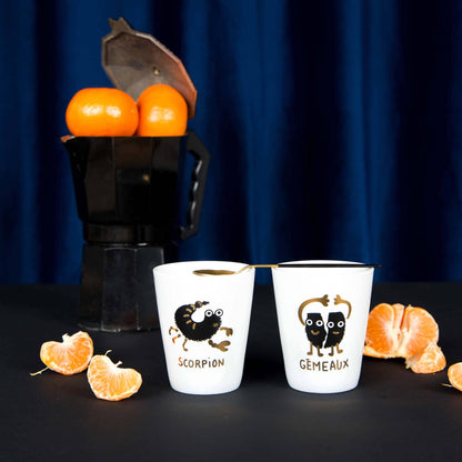 Porcelain mug with zodiac signs