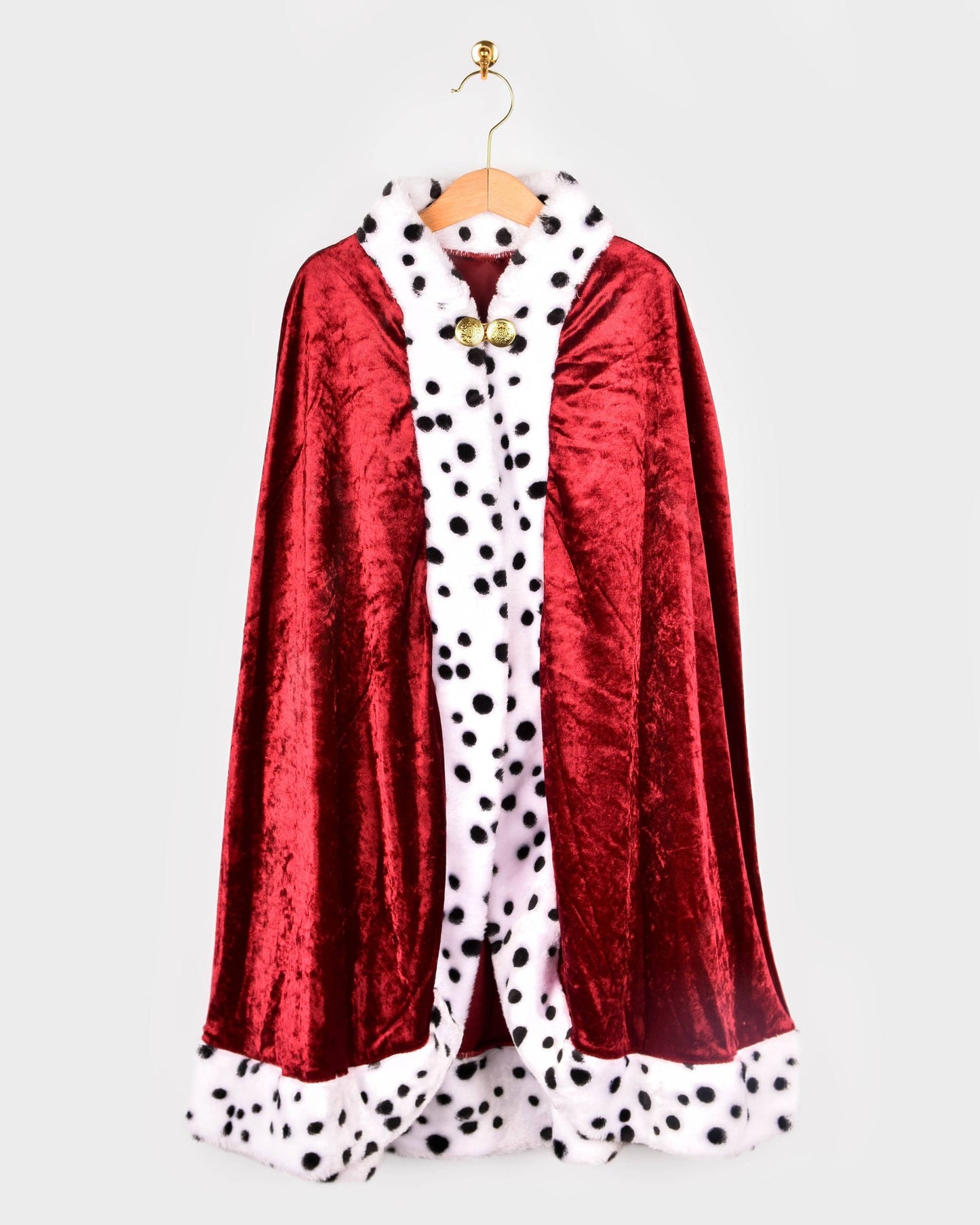 Red velvet king's cape for children aged 4-8 years, sizes 98-128 cm