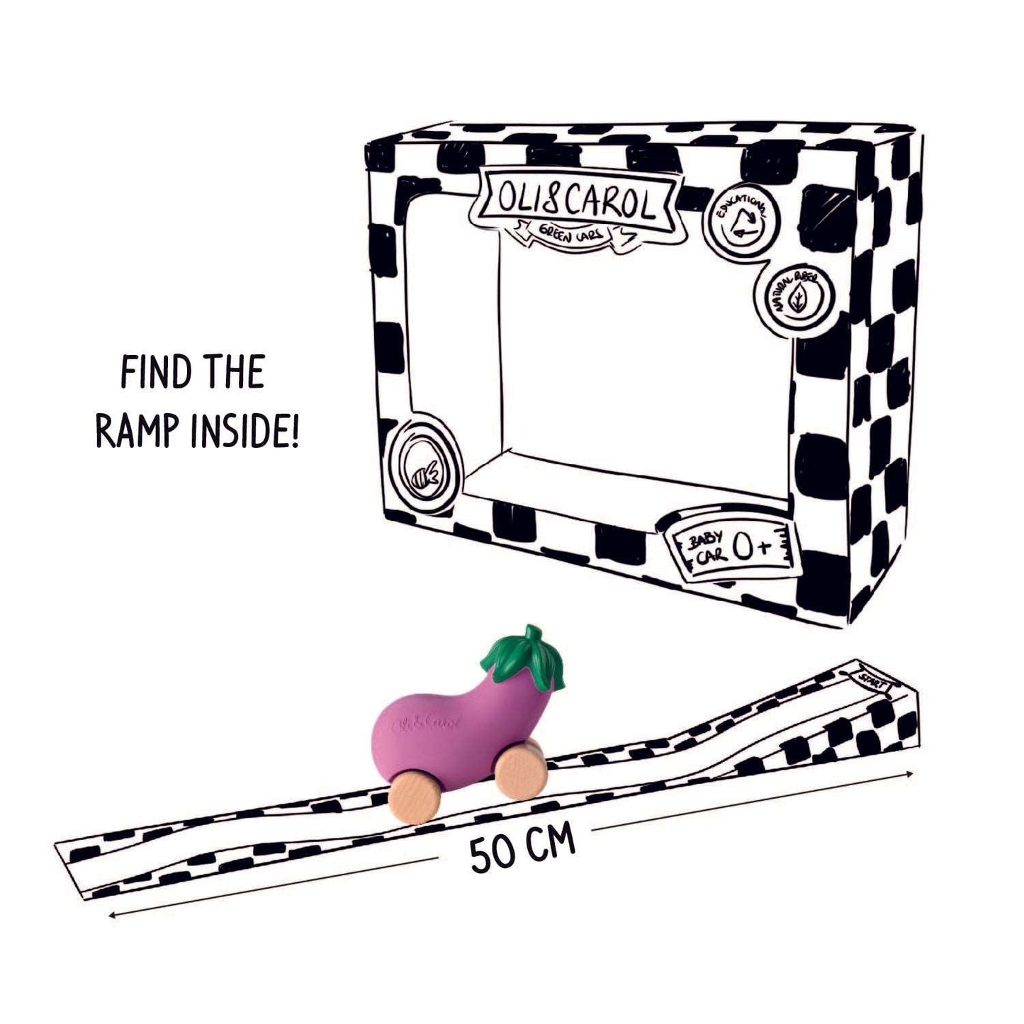 Emma l’Aubergine – Voiture-jouet bébé – vue produit 3