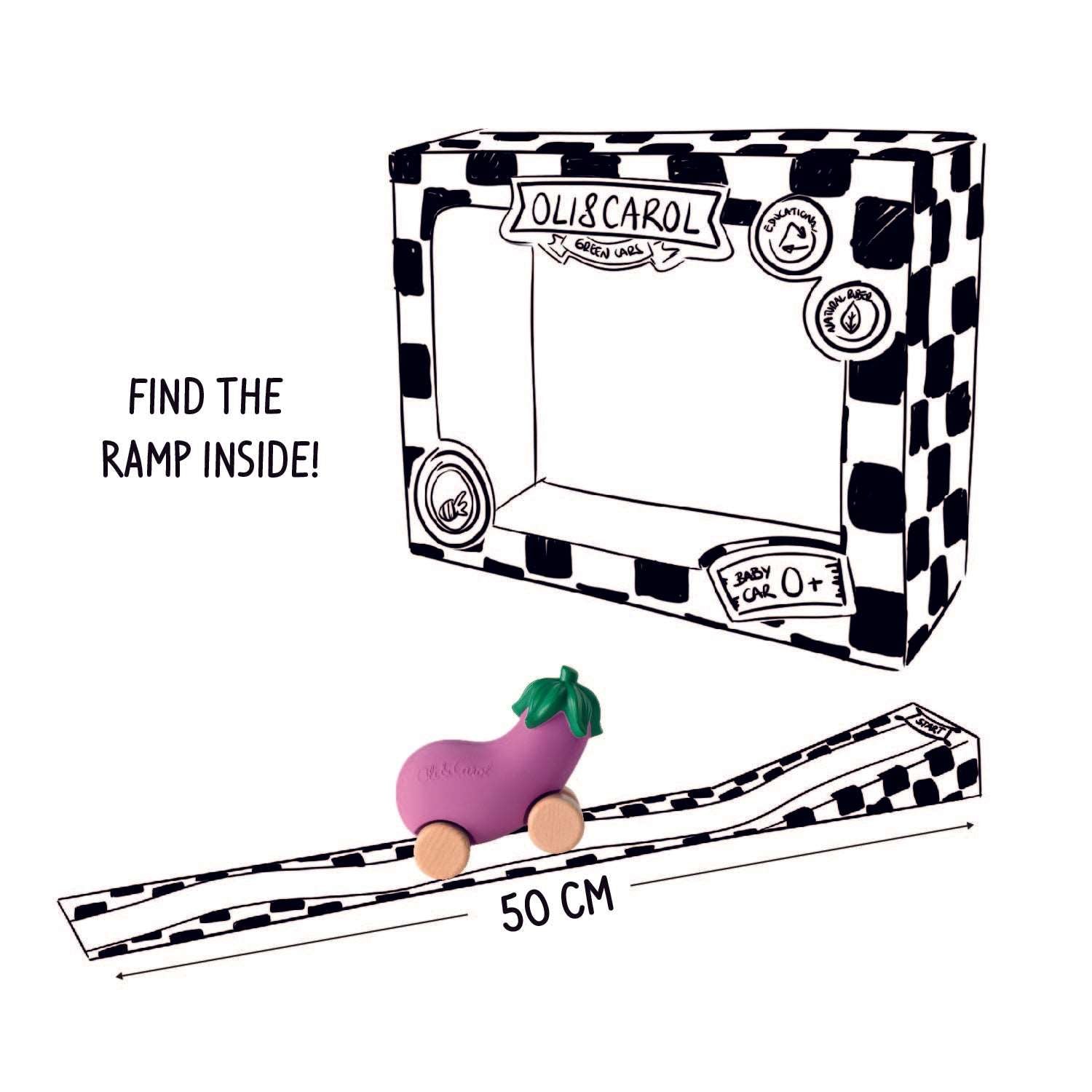 Emma l’Aubergine – Voiture-jouet bébé – vue produit 3