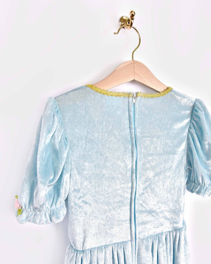 Robe de princesse en velours bleu clair 110-116 cm 4-6 ans