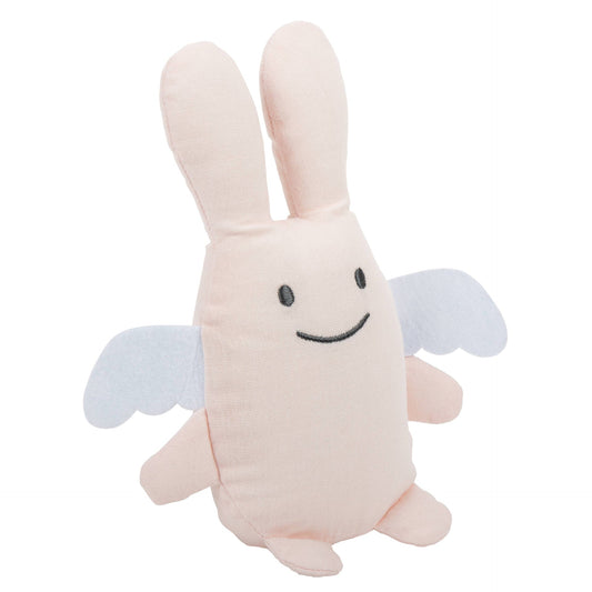 Kuscheltier Hase mit Rassel – Bio-Baumwolle Rosa