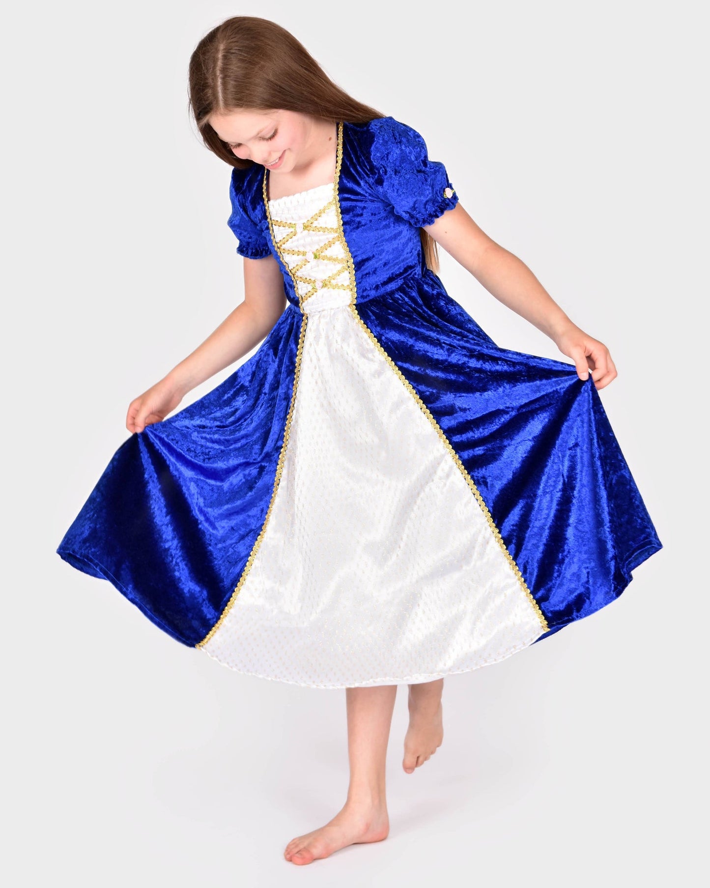 Blue velvet princess dress for 2-4 years (size 98-104)