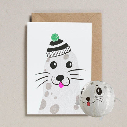Card with Japanese Paper Balloon - Seal