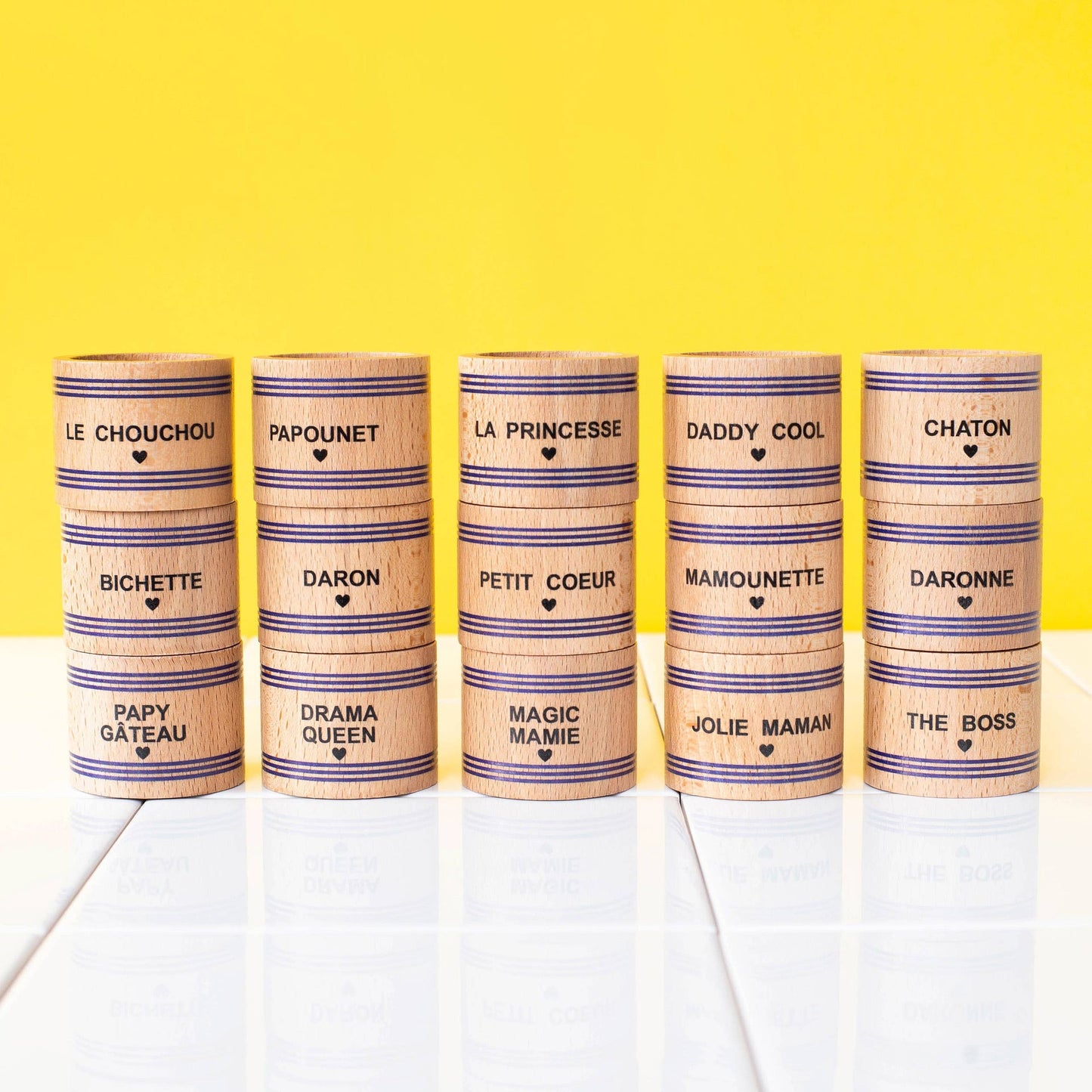 Serviettenringe aus Holz – Familienkollektion