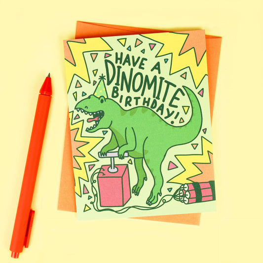 Dinosaur T-Rex Birthday Card "Have a Dinomite Birthday"