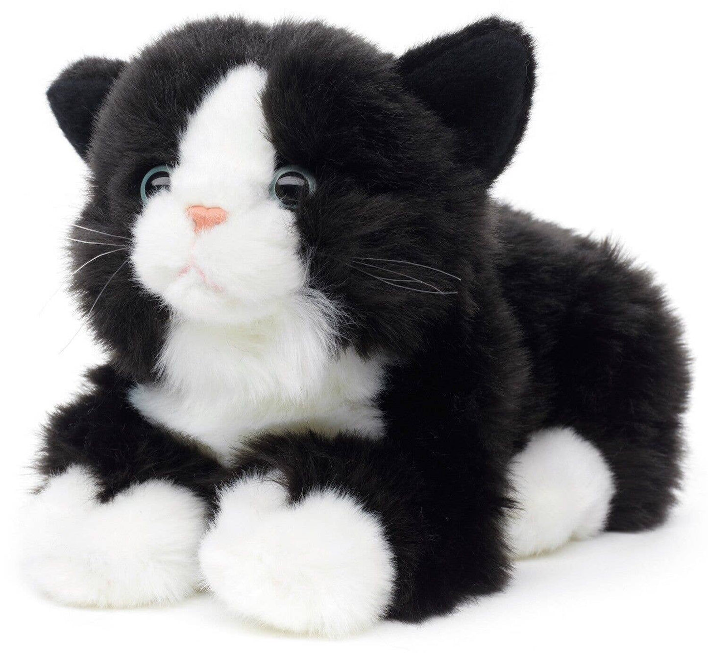 Peluche sonore Chat couché (noir et blanc)